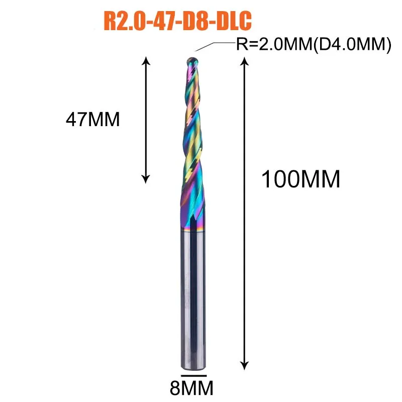 Dreanique 1 st Taper Bal Neus Graveren Bit 2 Fluiten DLC Gecoat Frees Frezen voor Hout Metaal 3D Carving frees