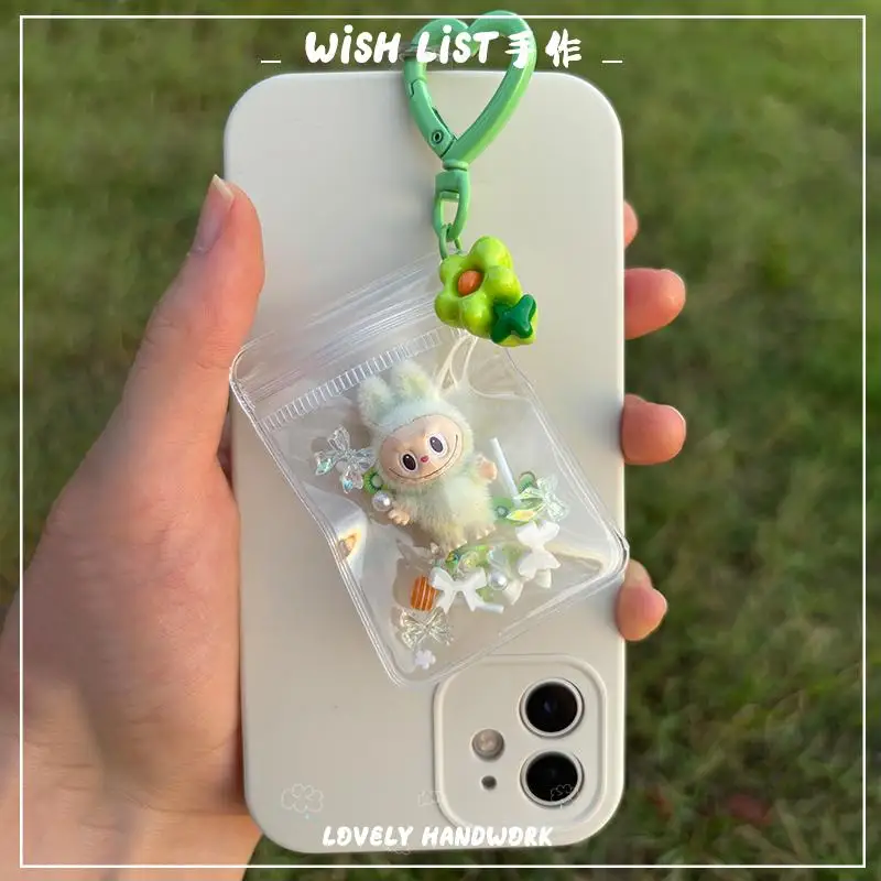 Plucked Mini Labubu Rubble Vinyl Cute Grain Baby Walk Bag Mobile Pendant Cute Keychain Gift