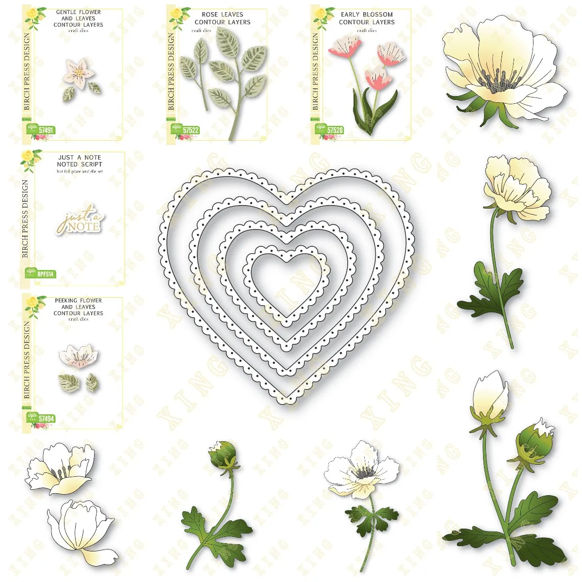 

Valentine's Day Anemone Blooms Thank You Metal Cutting Dies Hot Foil Plate Scrapbook Diary Decoration Stencil Embossing Template