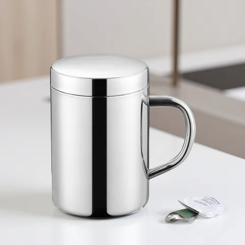 304 Stainless Steel Mug Cup Double Layer Anti-scalding With Lip Thermos Cup Coffee Milk Beer Water Tea Bottle Office Home Use