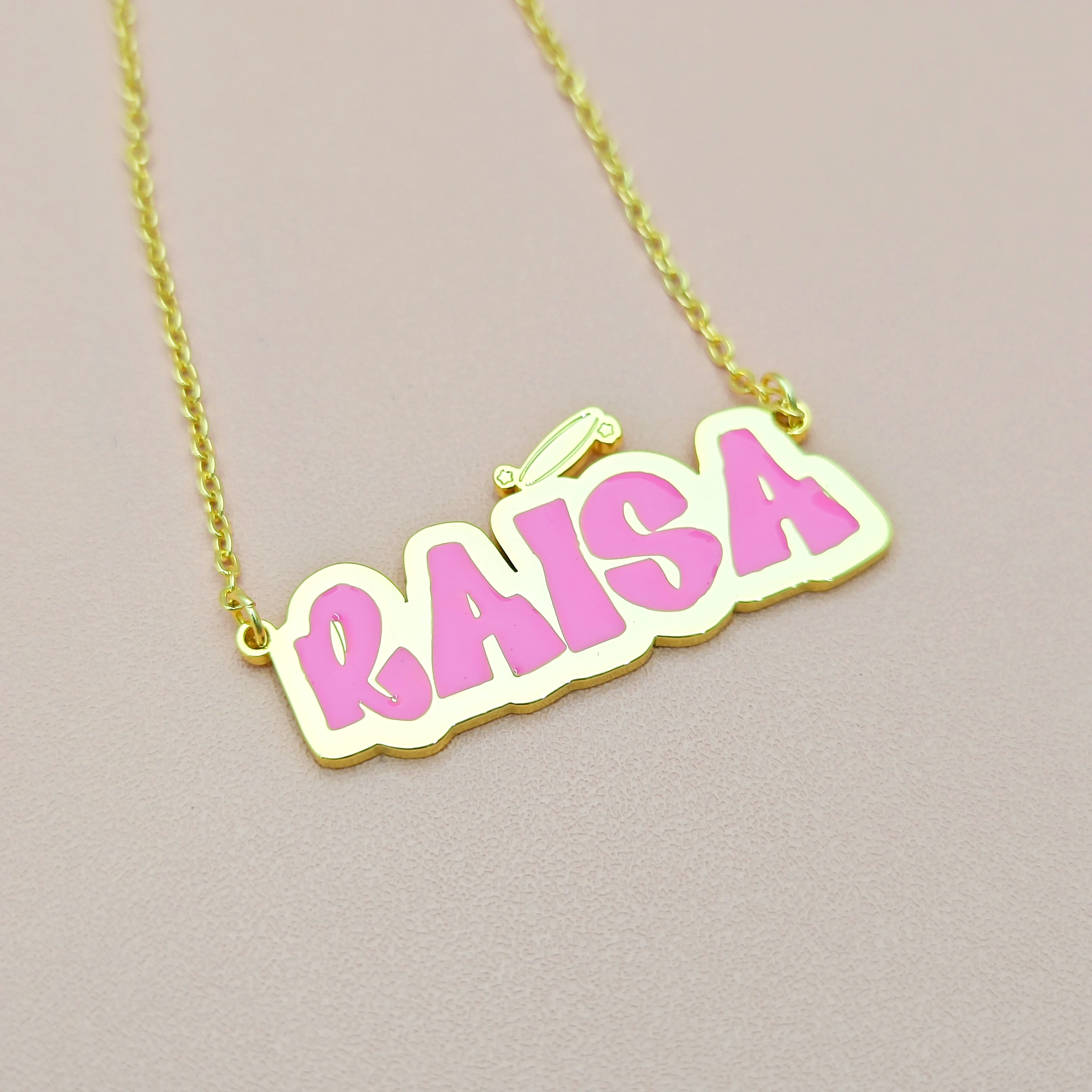DOREMI Custom Name Necklace Stainless Steel Colorful Necklace Personalized Gifts Enamel Necklace Custom Name Necklace for Women