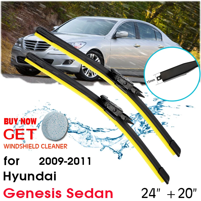 

Car Wiper Window Windshield Rubber Silicon Refill Wiper For Hyundai Genesis Sedan 2009-2011 LHD / RHD 24"+20" Car Accessories