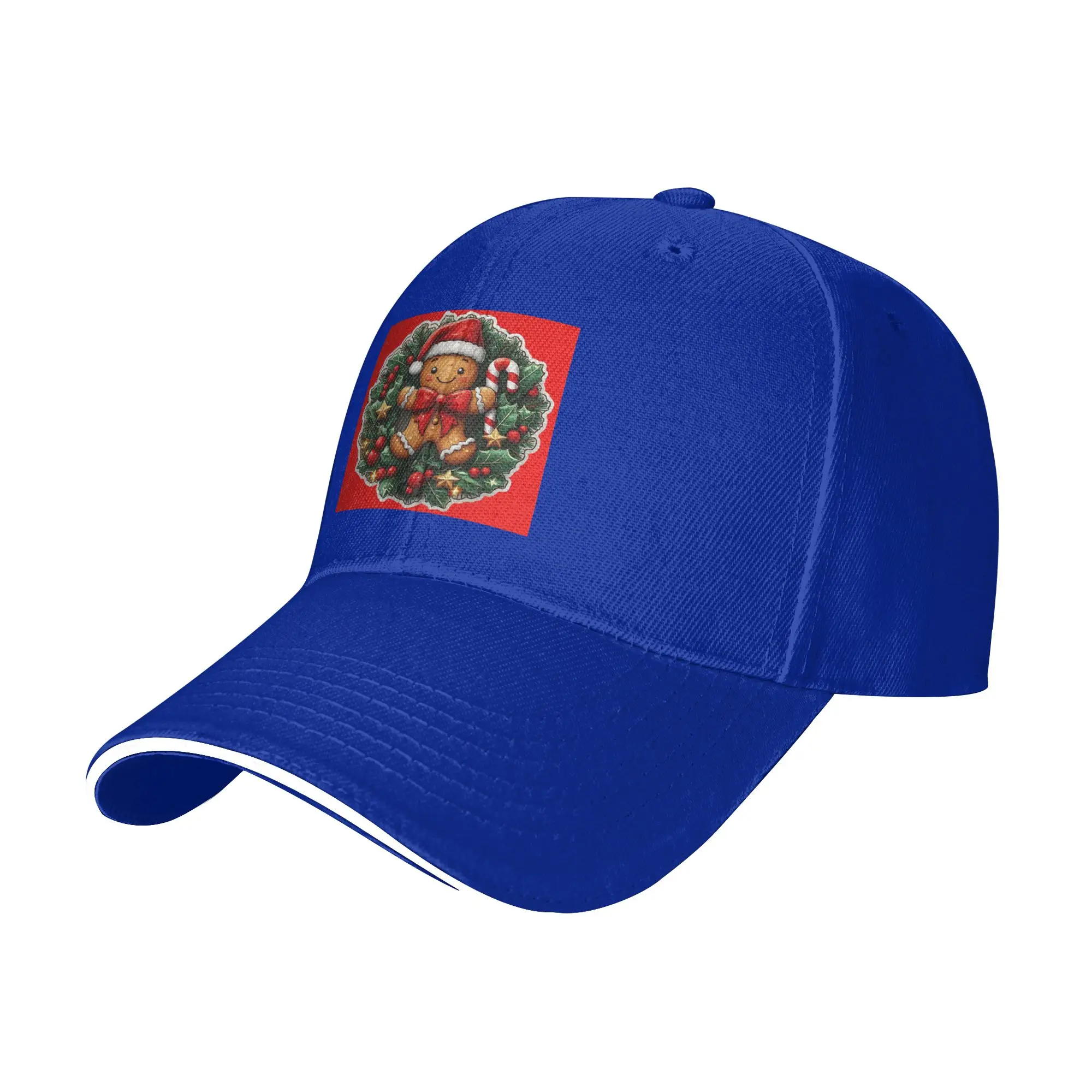 Gingerbread Joy Wreath Cap Fashion Casual Baseball Caps Adjustable Hat Hip Hop Summer Unisex Baseball Hats Customizable