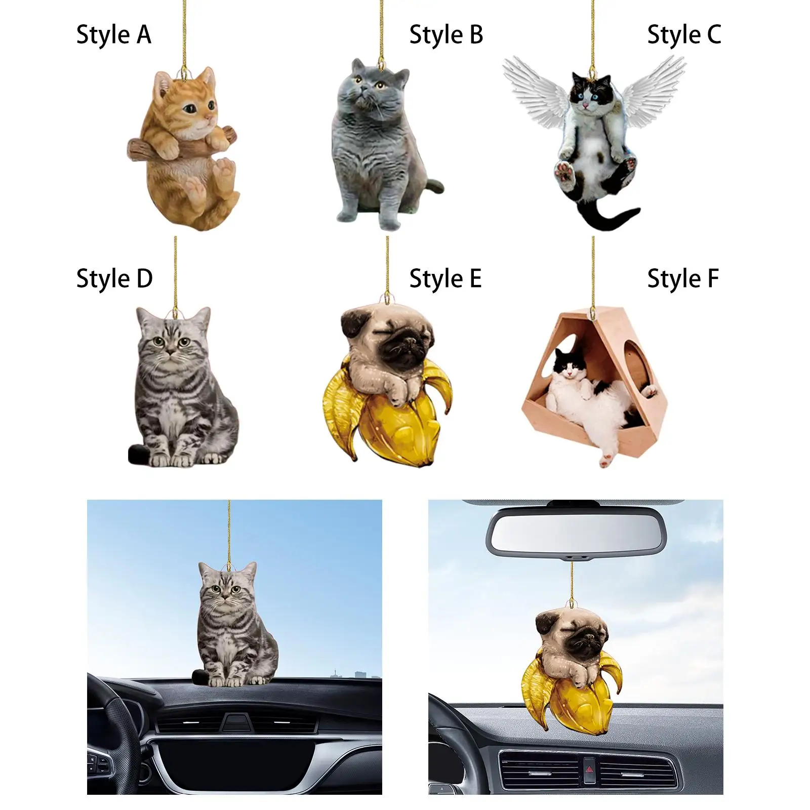 2-6pack car Pendant Funny Car Accessories for Table Doors Style A