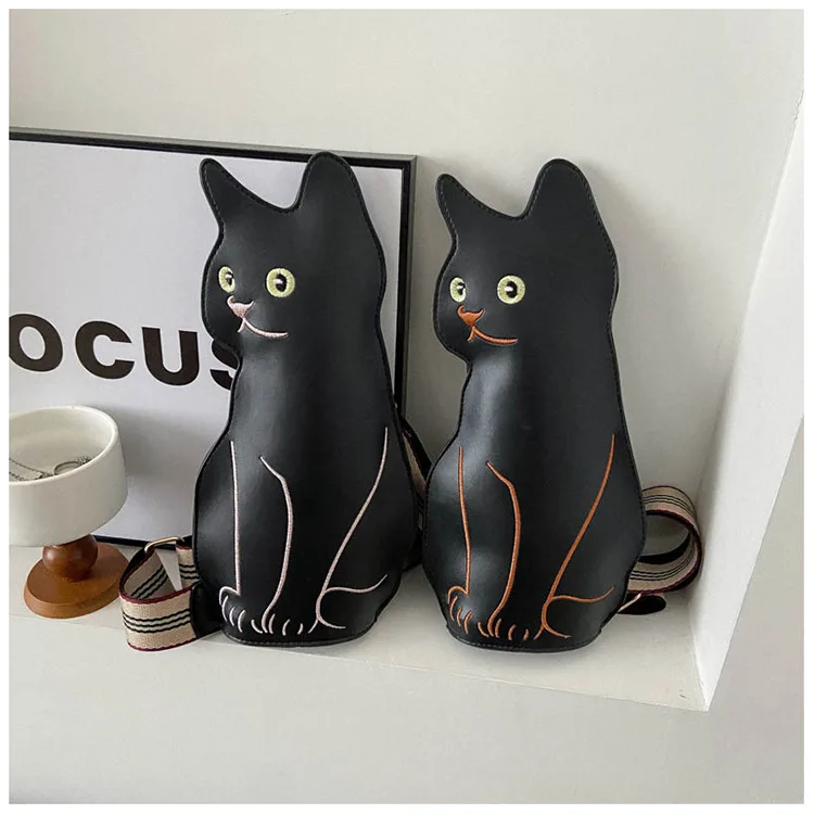 Women Cute Small Bag Funny Cat Shoulder Crossbody Bag For Women Pu Leather Waist Chest Bag