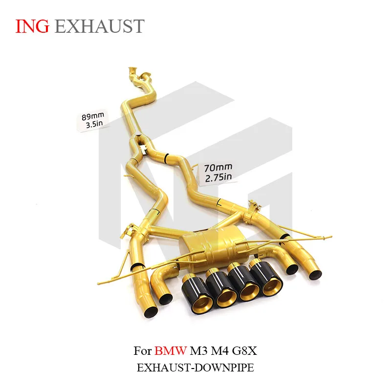 ING سبائك التيتانيوم برميل واحد الذهب السيراميك صمام العادم لسيارات BMW M3 M4 G8X catback مخصص نظام الملحقات عن بعد