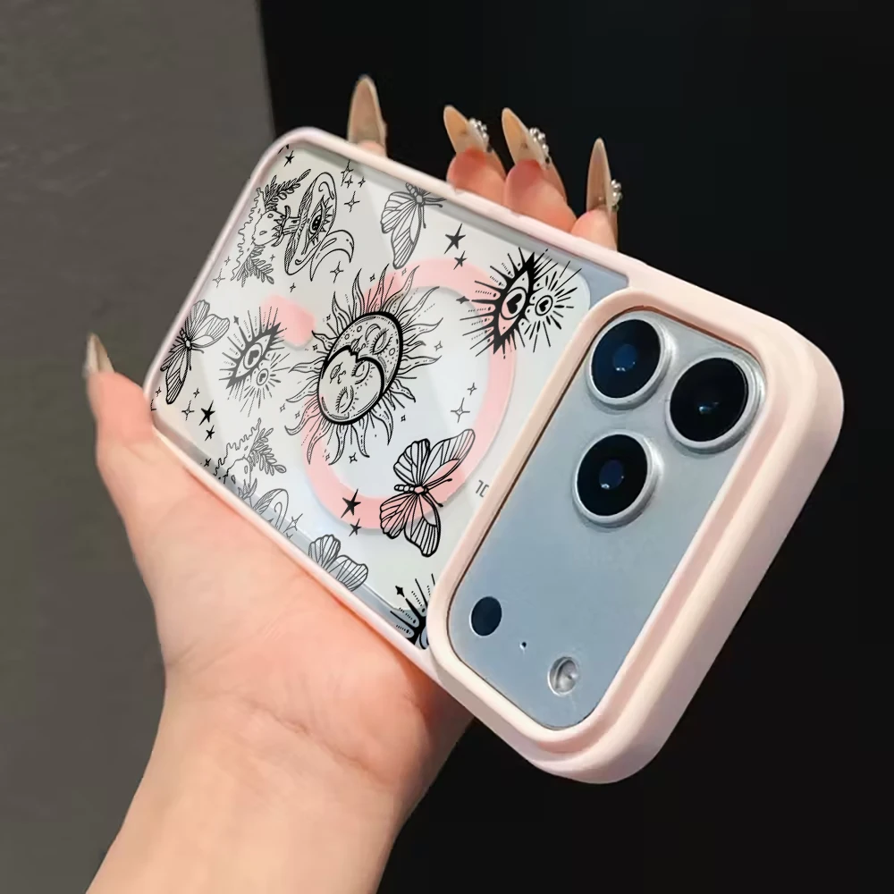Abstrakte Linienästhetik Transparente Hülle für iPhone 17 16 11 12 15 Pro Max 13 14 Plus Hüllen für Magsafe Kabelloses Laden Drop Fundas – Detail 10