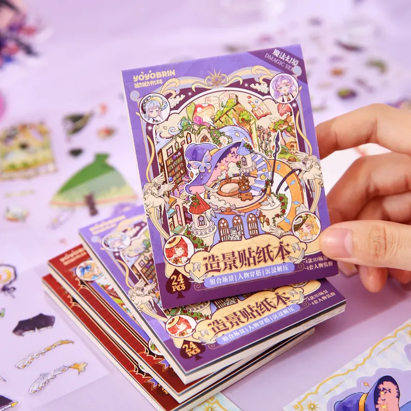 Kawaii 3D Cartoon Fairy Tale Story Miniature Scene MiniSticker Book DIY Handmade Collage Toy Game Sticker Children Festival Gift