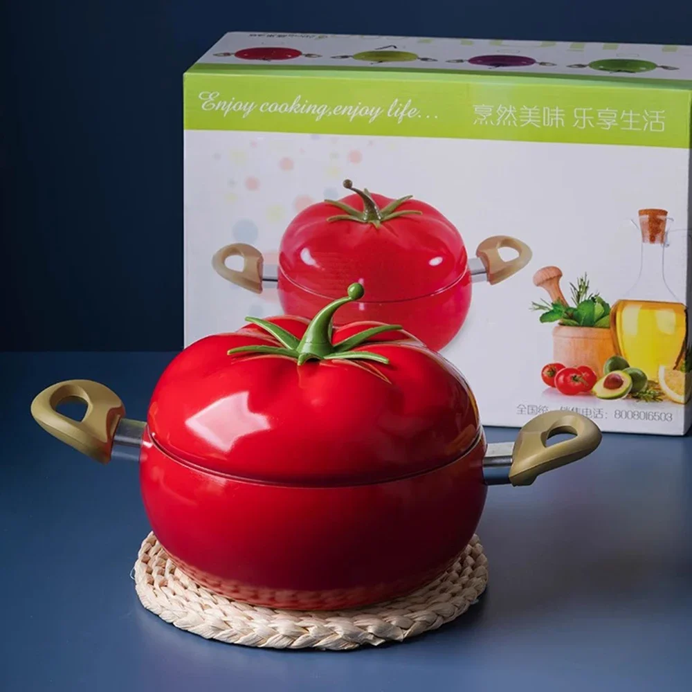 Creative fruit soup pot,  Non-stick fry pan for complementary food, Dual ear composite bottom saucepan, Household stockpot, 20cm