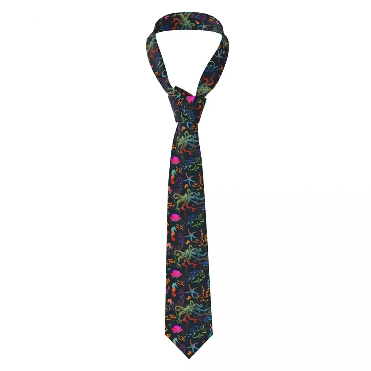 Casual Arrowhead Skinny Colorful Marine Animals Necktie Slim Tie For Party Formal 