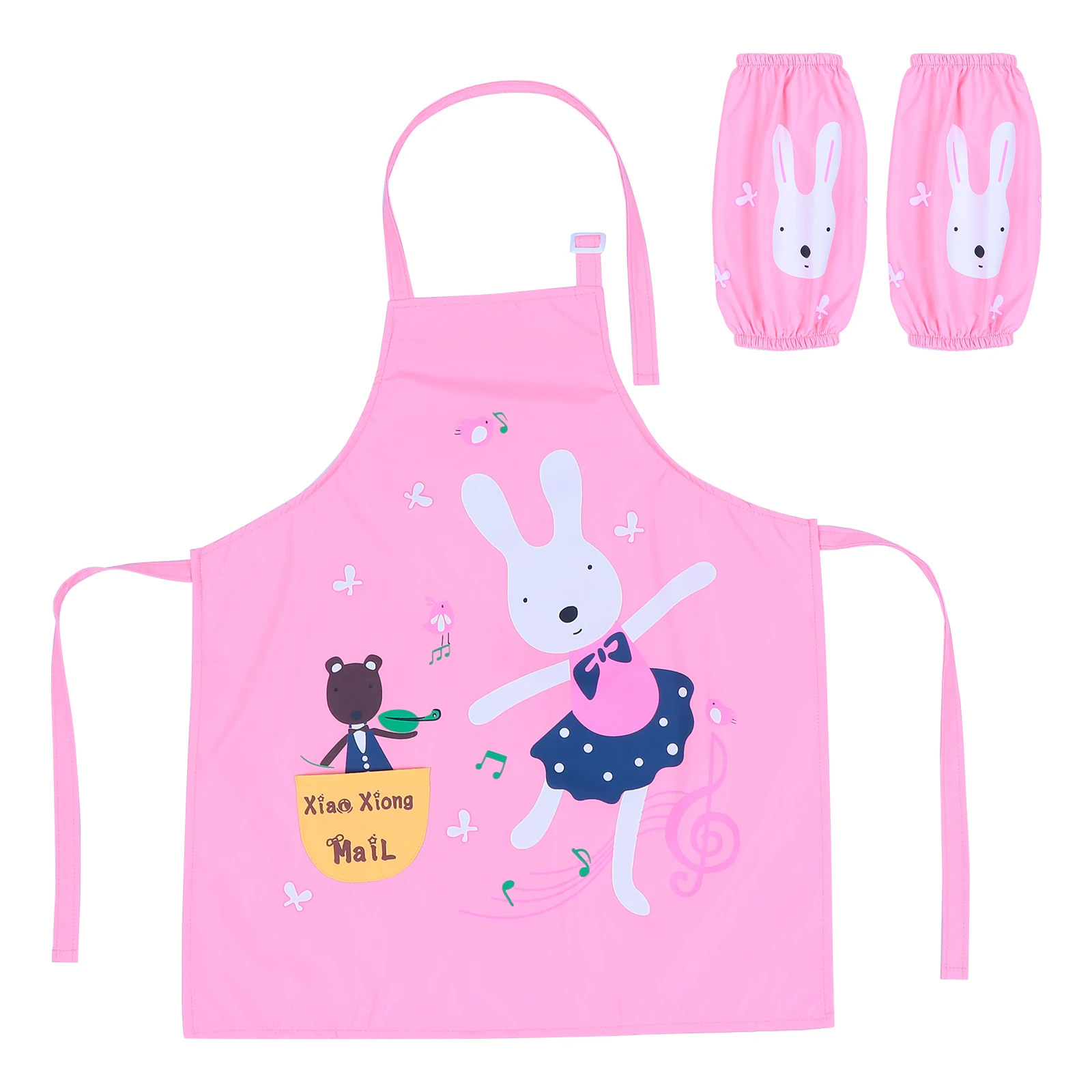 

WaterProof Kids Apron Smock Polyester Sleeve Adjustable Hook Loop Painting Drawing Easy Clean Creativity