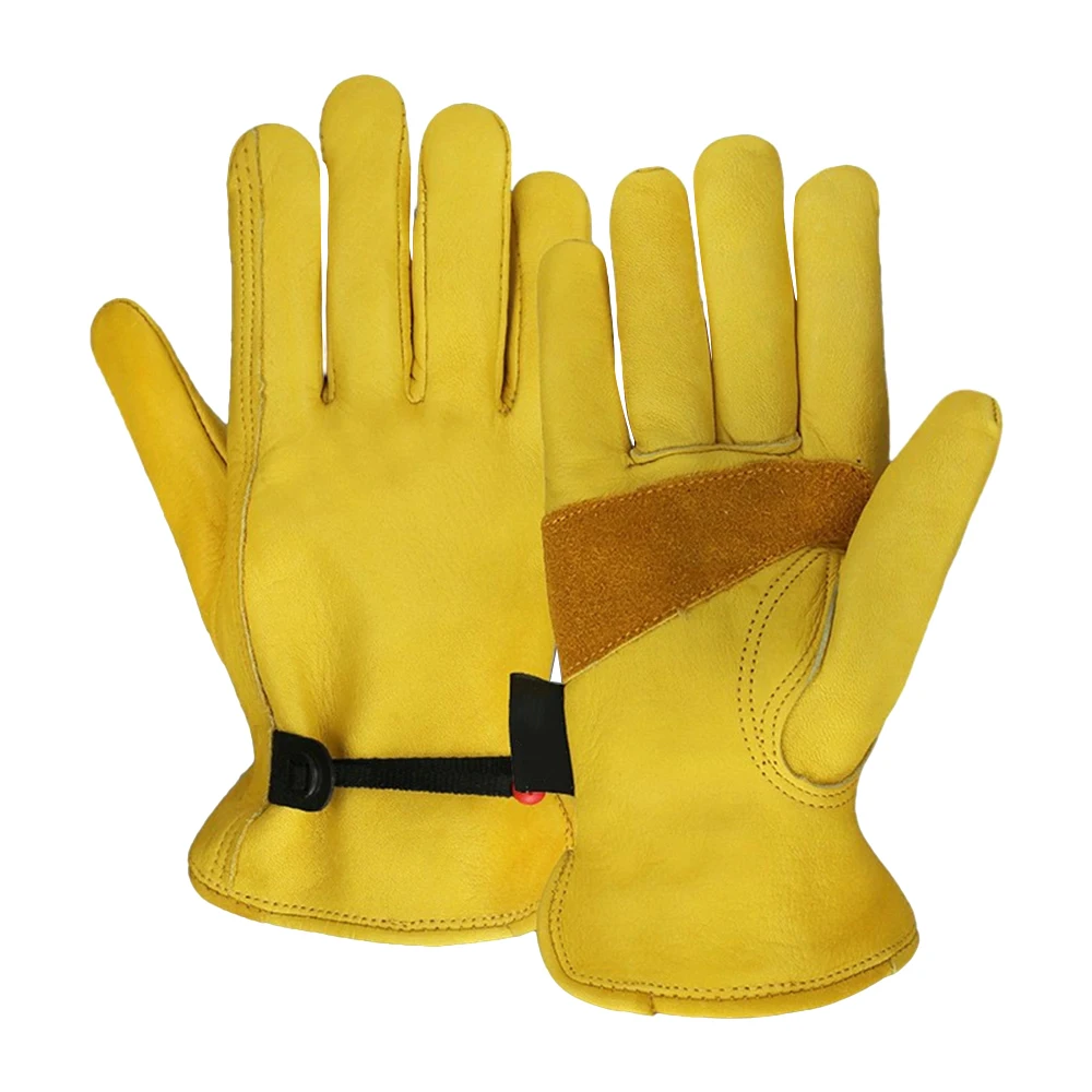 1 Pair Yellow Cowhide Gloves Soft Sensitive Gloves Finger Guards for TIG Welding TIG Glove