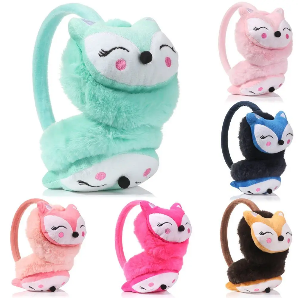 Inverno Uomo Donna Morbido peluche Cartoon Fox Paraorecchie caldi Scalda orecchie Protezione per le orecchie Copri orecchie