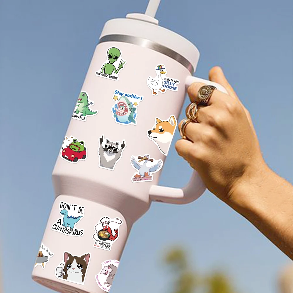 50 قطعة ملصقات مضحكة للبالغين ميمي ملصقات الزخرفية الأمتعة دفتر دراجة نارية التزلج يسوع الكتابة على الجدران Snarky الشارات #4