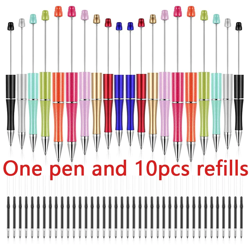 

One Pen and 10pcs Refills Beadable Pens for BallPoint Pen for Writing Ballpoint Pen Luxury Weedding Pen Office School Supplies