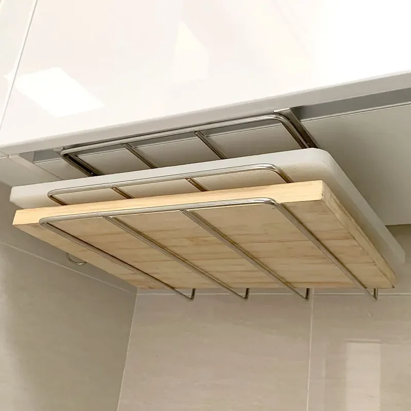 

Hanging chopping board rack under nail free cabinet, pot cover rack, cutting board rack, kitchen supplies storage rack