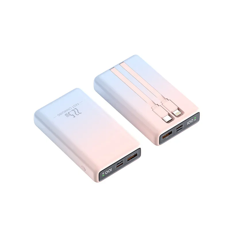 10000mAh Power Bank 22.5W Fast Charging Portable Charger With Cable External Spare Battery Mobile Powerbank For iPhone Huawei