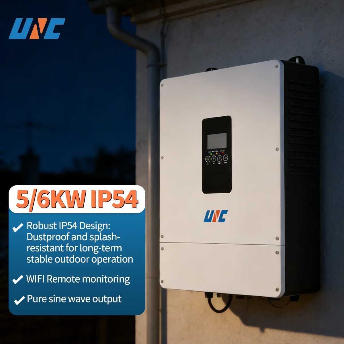 5kw 6kw MPPT Pure Sine Wave Hybrid Inverter RS485 WiFi CT Control For Lithium LiFePO4 Battery Over Voltage Protection System