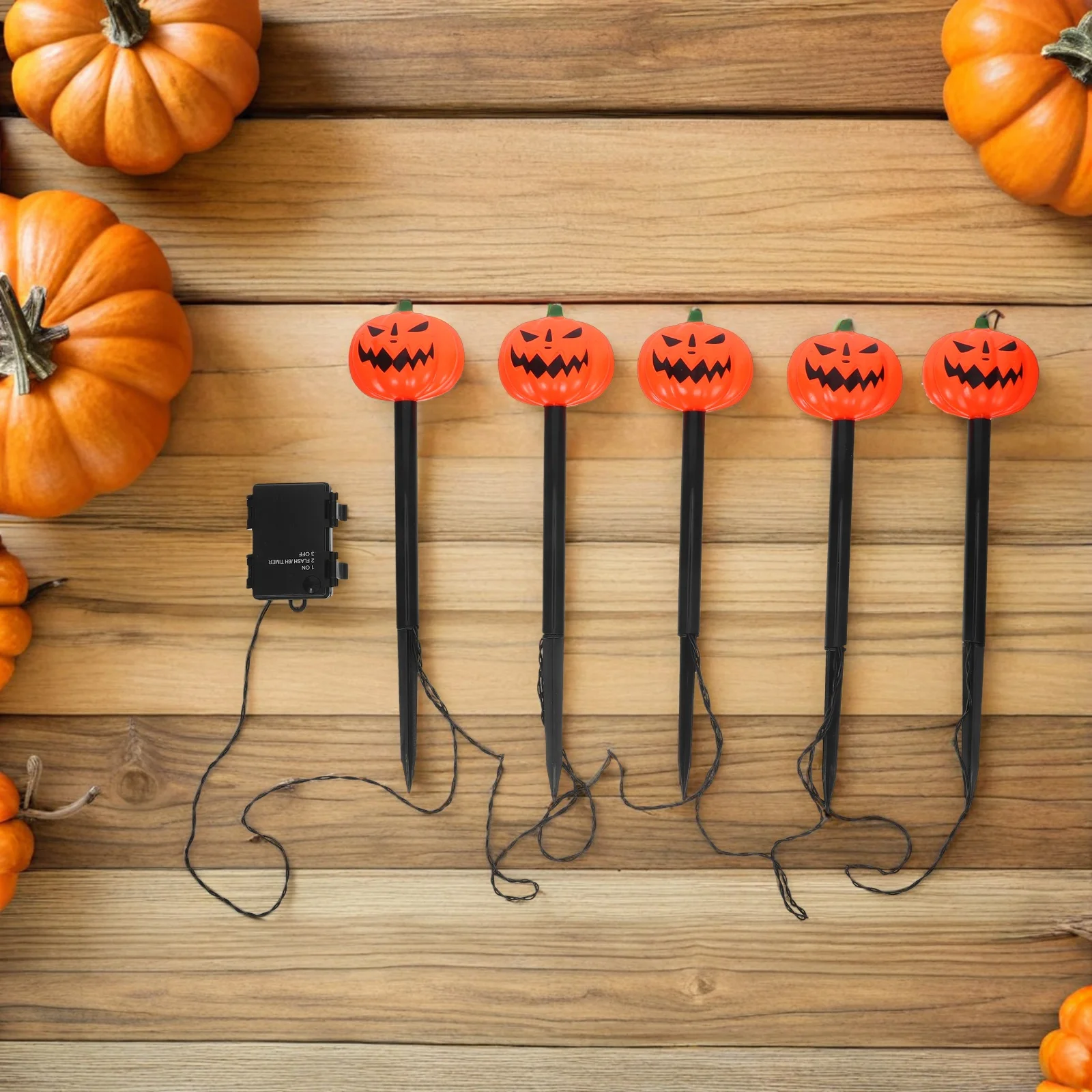 

5 Head LED Pumpkin Stake Lights Outdoor Pathway Garden Halloween Decorations Waterproof Ground Installation for Yard Party