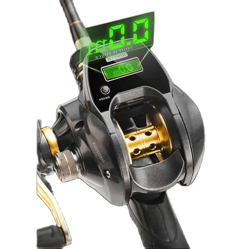 Electronic Display Digital Fishing Reel Water Depth Measurement High Speed Low Profile Line Counter Baitcasting Reel Fish Tools