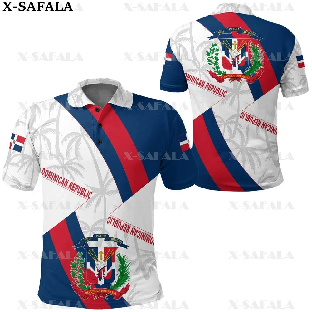 Dominican Republic Love Country Flag 3D Printed Men Women Thin Polo Shirt Collar Short Sleeve Street Wear Casual Tee-3