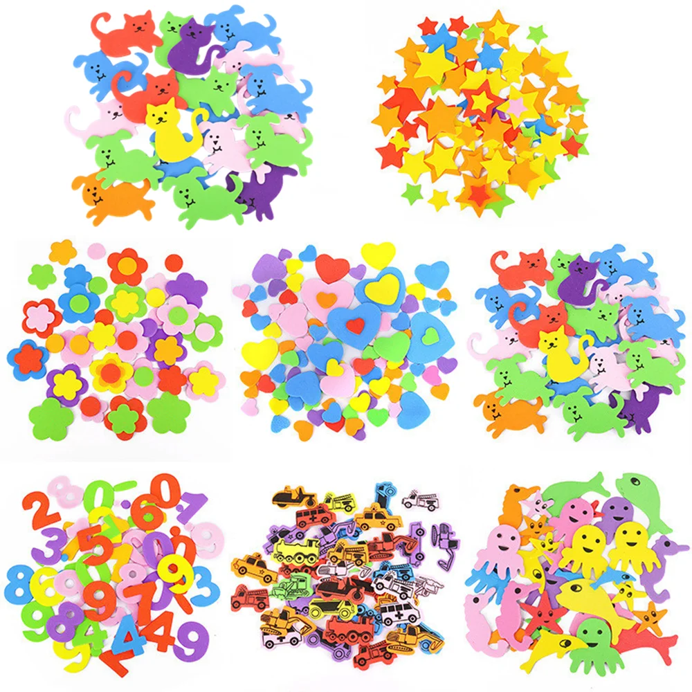 Flowers EVA Foam Sticker Sponge Patch Stickers Pentagram Animal Stars Fruits And Vegetables DIY Sticker Educational Toys For Kid