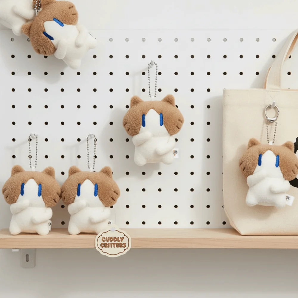 Soft Fluffy Cat Plush Keychain Mini Size Cartoon Animal Cat Plush Doll Keyring Cute Exquisite Design Kitten Plush Keychain