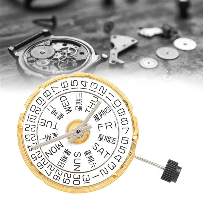 【NECESSITY】2X 2836 Watch Movement 2836 Gold Movement With Week Plate+Calendar Plate High-Precision Automatic Mechanical Movement
