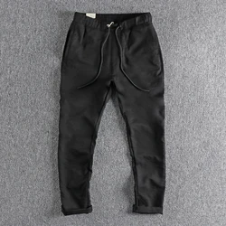 Summer ice silk hanging fabric casual pants men's drawstring elastic waist micro elastic comfortable sports loose straight leg p