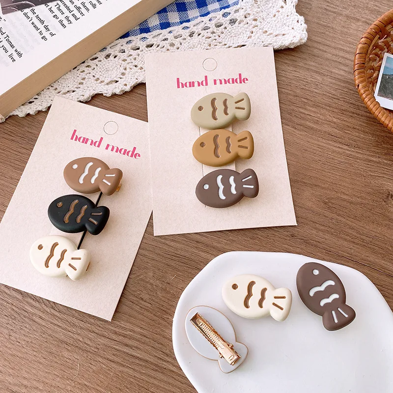 

3pcs/set Korean Style Cartoon Coffee Color Hair Clips Cute Fish for Baby Children Barrettes Headwear Girls Kids Hair Accessories