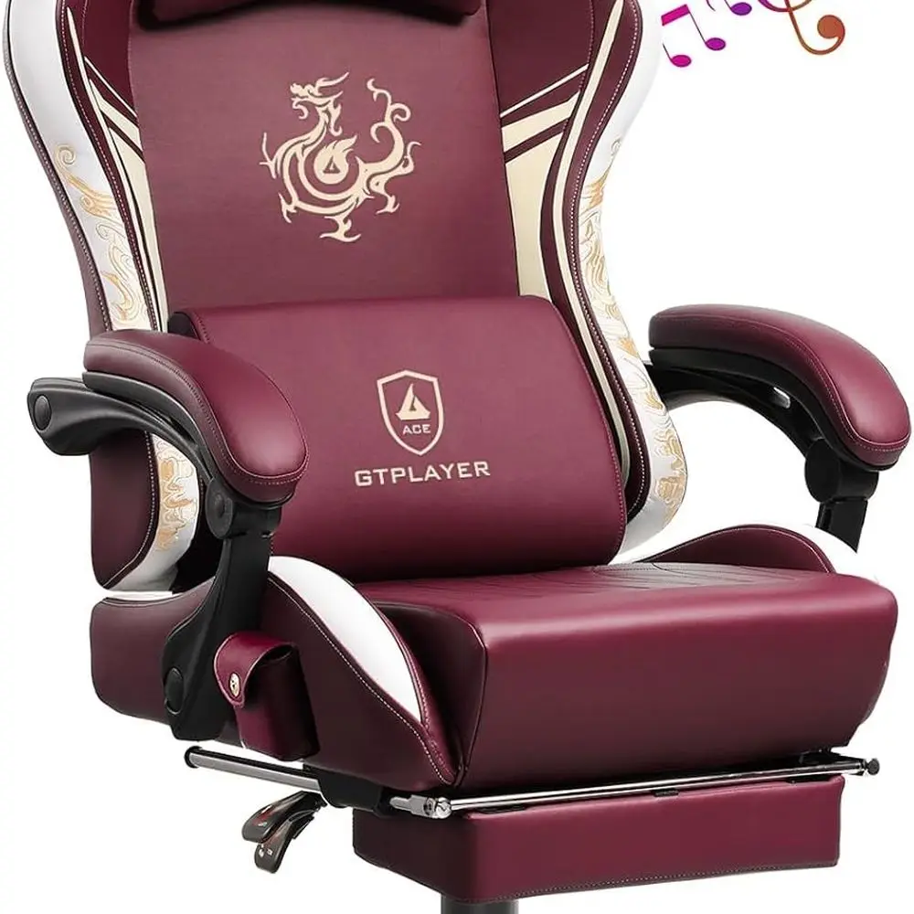 

Эргономичное игровое кресло серии Dragon с Bluetooth-динамиками, функцией наклона, для тяжелых условий эксплуатации для киберспорта и офисного использования (красное)