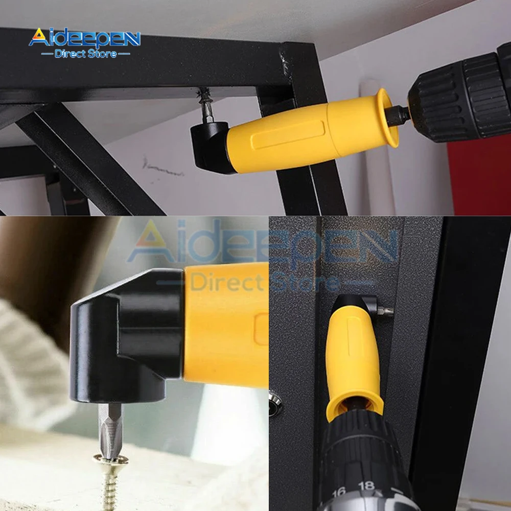 90 Degree Electric Screwdriver With Yellow Extended Hexagonal Handle And High Torque Universal Drill Screwdriver Head