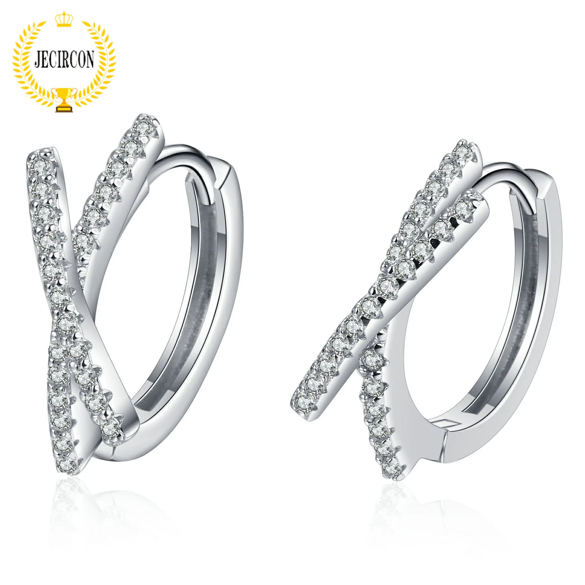 

JECIRCON 925 Sterling Silver Earrings for Women Simple Personalized Hoop Earrings Factory Direct Sales Moissanite Cross Jewelry