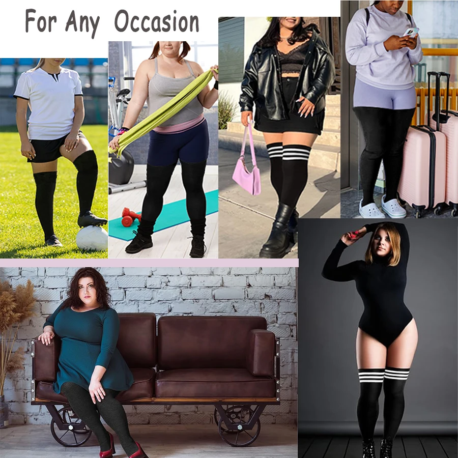 حجم كبير جوارب الفخذ العليا حتى 200 رطل مخطط فوق الركبة جوارب طويلة التمهيد عالية جوارب أنبوبية تدفئة الساق للتأثيري والمارس الرياضية