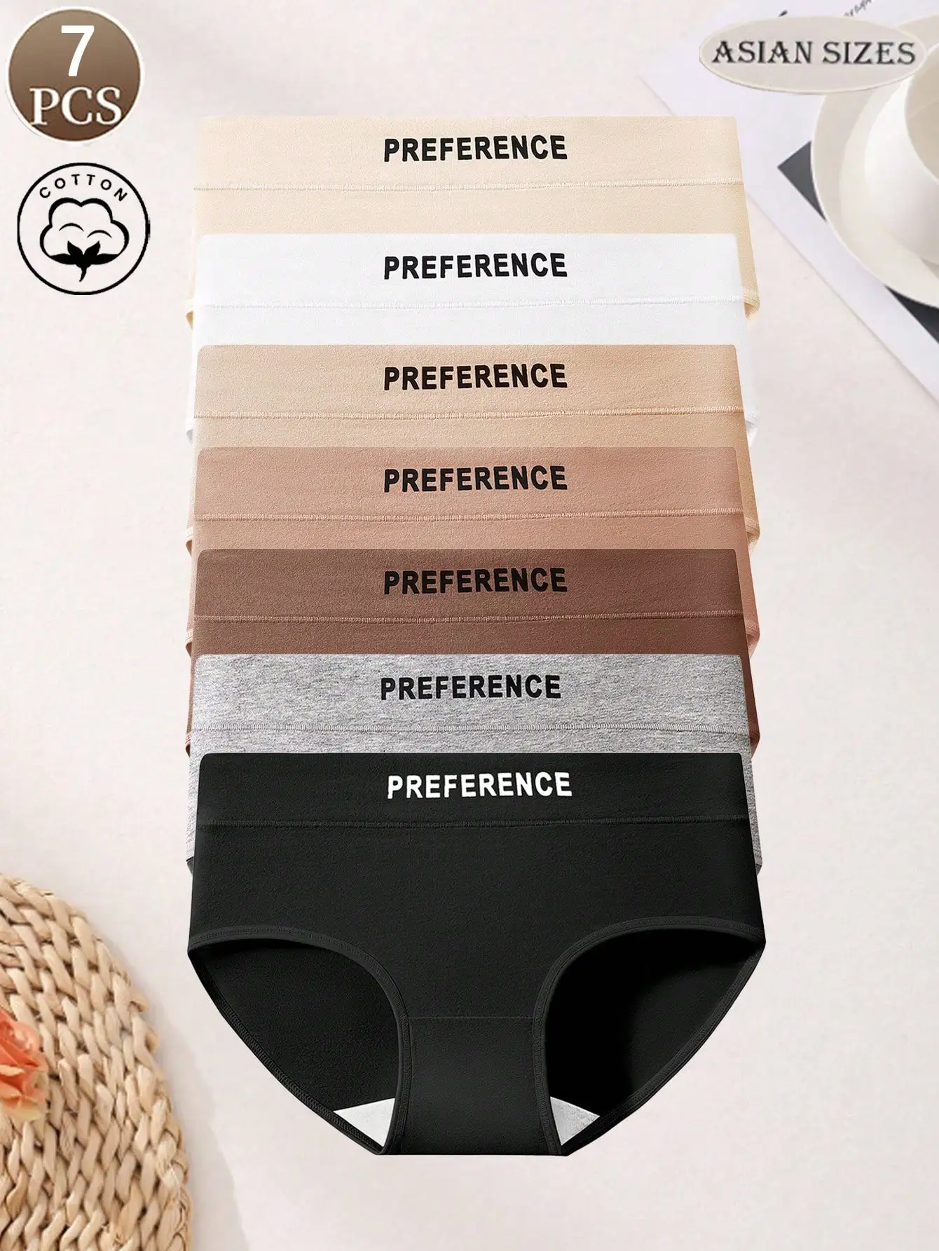 7-piece Madeira letter-pattern cotton women's trunks for exercise and yoga, seamless and comfortable women's underwear