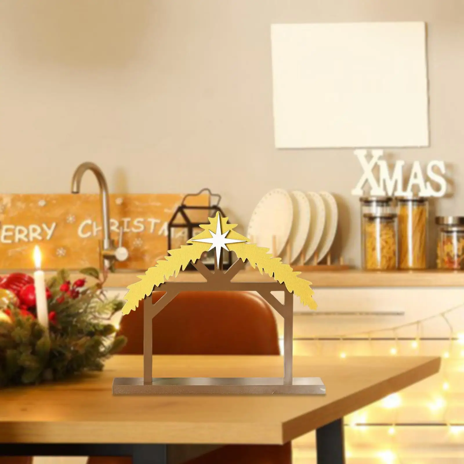 ديكور طاولة مشهد عيد الميلاد، قطع مركزية للمزرعة للمطبخ