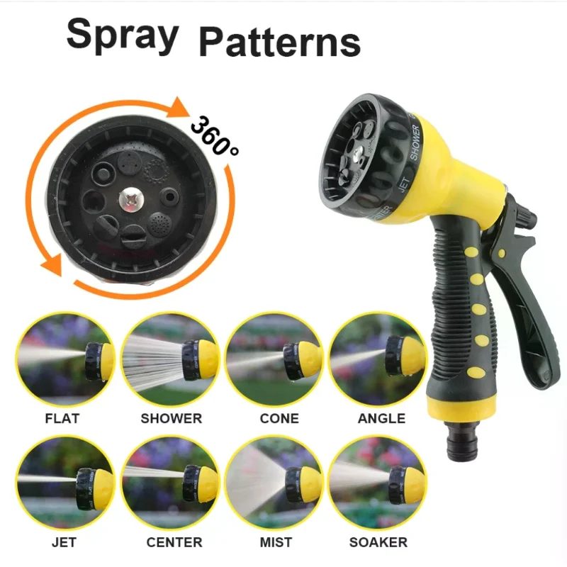 1Pcs High Pressure Garden Spray Nozzle Adjustable Water Flow for Outdoor Plant Irrigation Car Wash Pet Bath Use