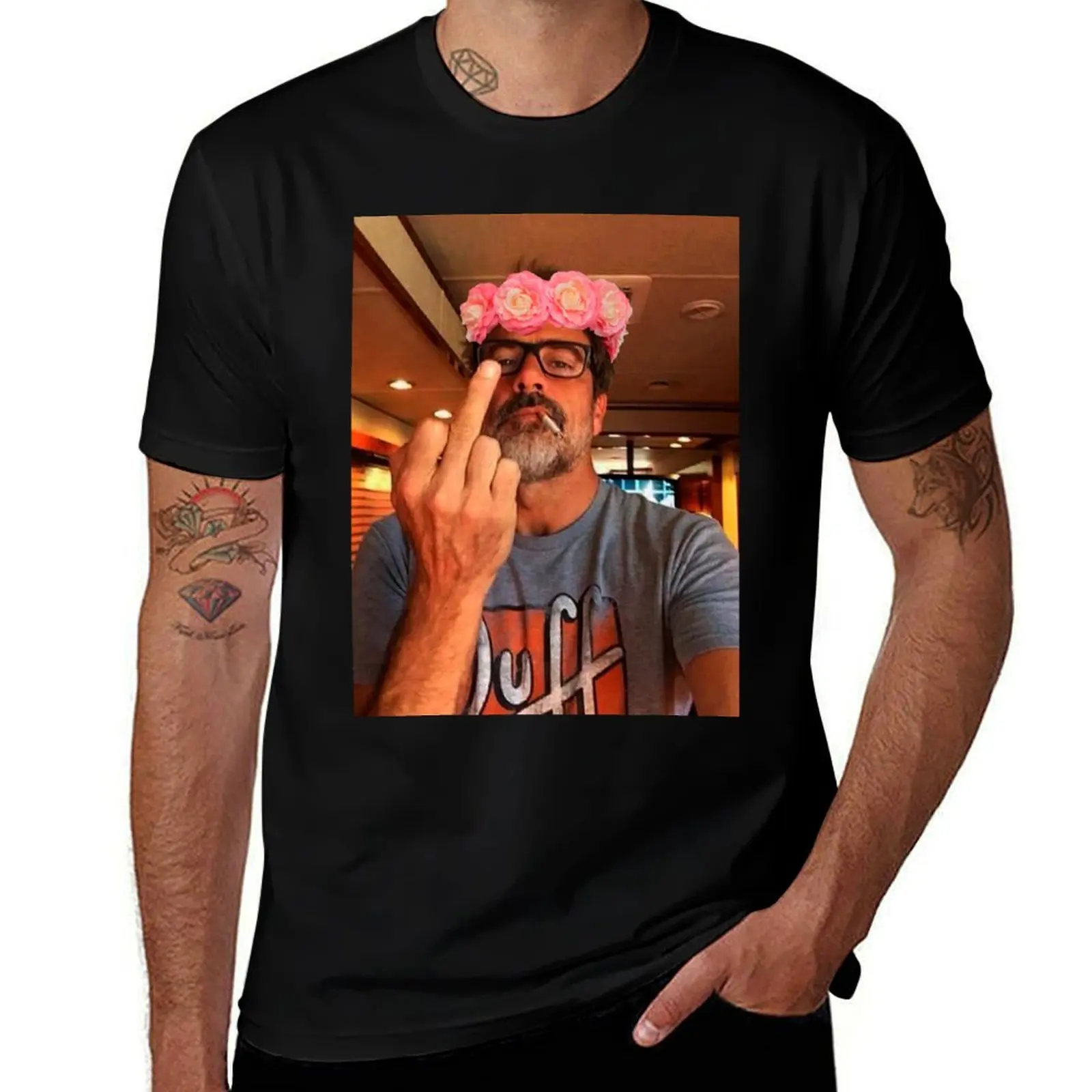 

Jeffrey Dean Morgan Flower Crown T-Shirt t shirts for man cotton funny cotton t shirts man 100% T-Shirt