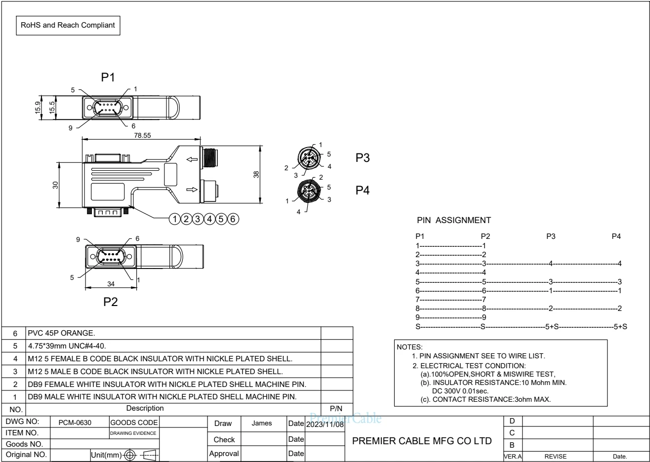 90-Grad-D-Sub-9-Pin-zu-M12-B-Code-Steckverbinder, Profibus DP-Bus-PLC-Buchse, kompatibel mit Phoenix Contact SUBCON-PLUS-PROFIB/90/PG/M12 – Detail 1