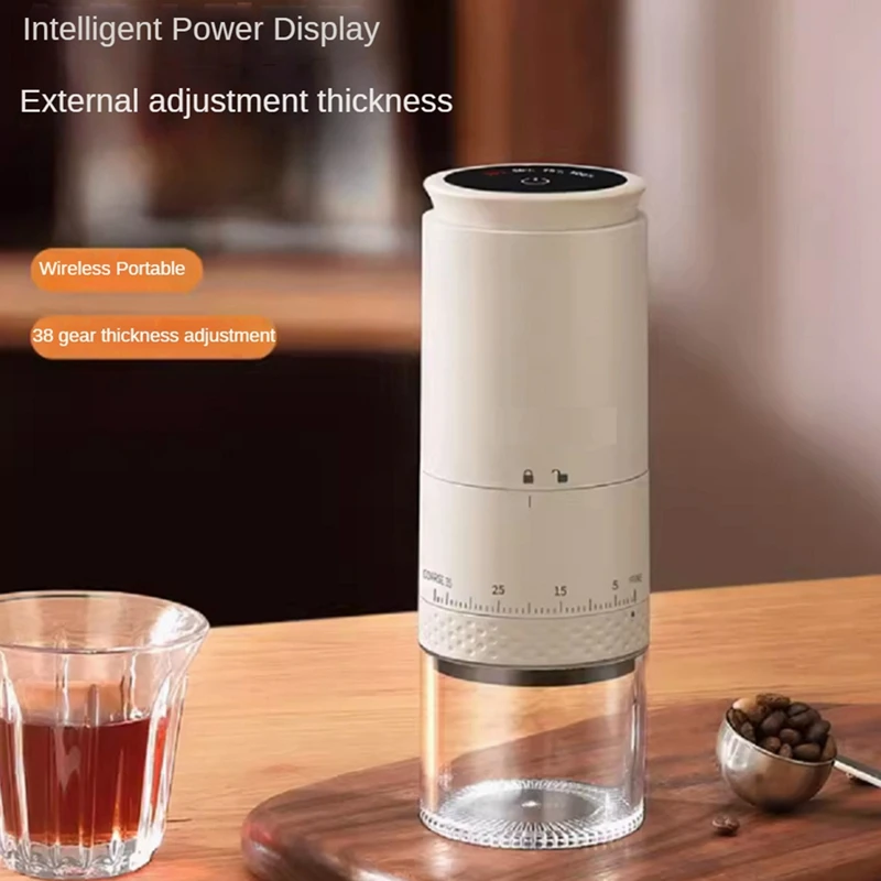 Electric Coffee Grinder With External Adjustment USB Coffee Grinder Automatic Coffee Bean Grinder For Office 1500Mah