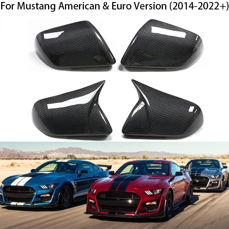 For Ford Mustang 2015-2022 Dry Carbon Fiber Car Exterior Rearview Side Mirror Covers Caps Europe & America Model car accessories