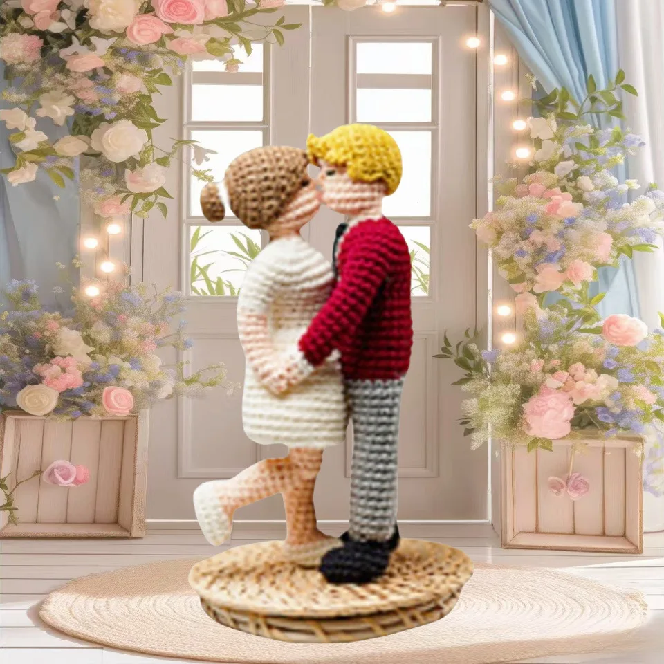 Couple Hugging Doll Crochet DIY Material Kit, Not a Finished Product, Beginner-Friendly Yarn Knitting Set, Includes Paper Patterns + Mobile Video Tutorials, Complete Set of Yarn Knitting Tools and Accessories, Easy to Get Started Even for Beginners Romantic Hugging Doll Figurines Are Perfect for Valentine's Day, Weddings, and Anniversary Gifts, and Are an Instagram-Style Desktop Decoration. a Great Choice for Beginners in the World of Handmade Crafts, and a Heartfelt Homemade Gift for Your Partner or Best Friend.