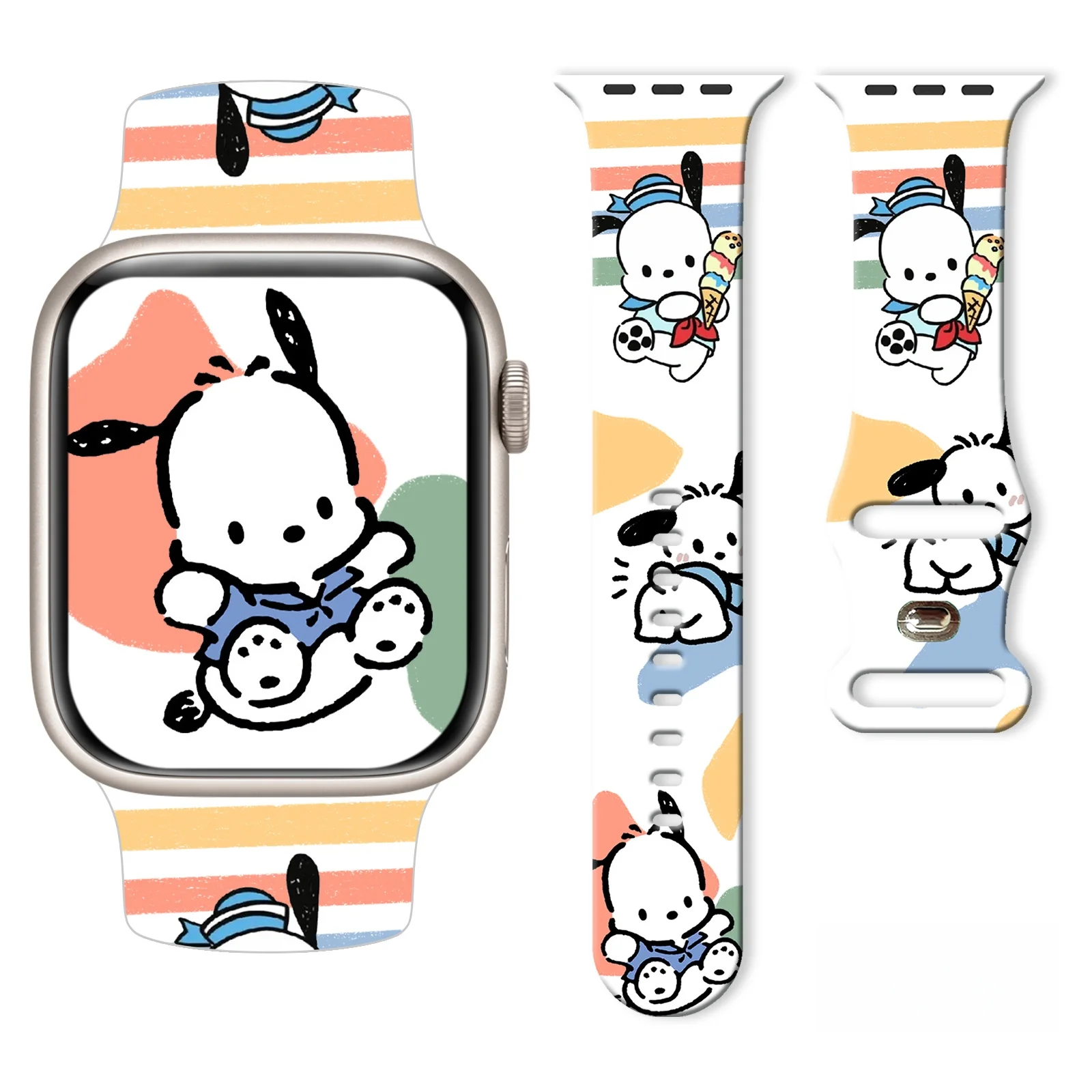 

Sanrio Cute Pacha Dog Strap for Apple Watch 11 10 9 Silicone Band Replaceable Bracelet for iWatch 46mm 44mm 42mm 41mm Watchband