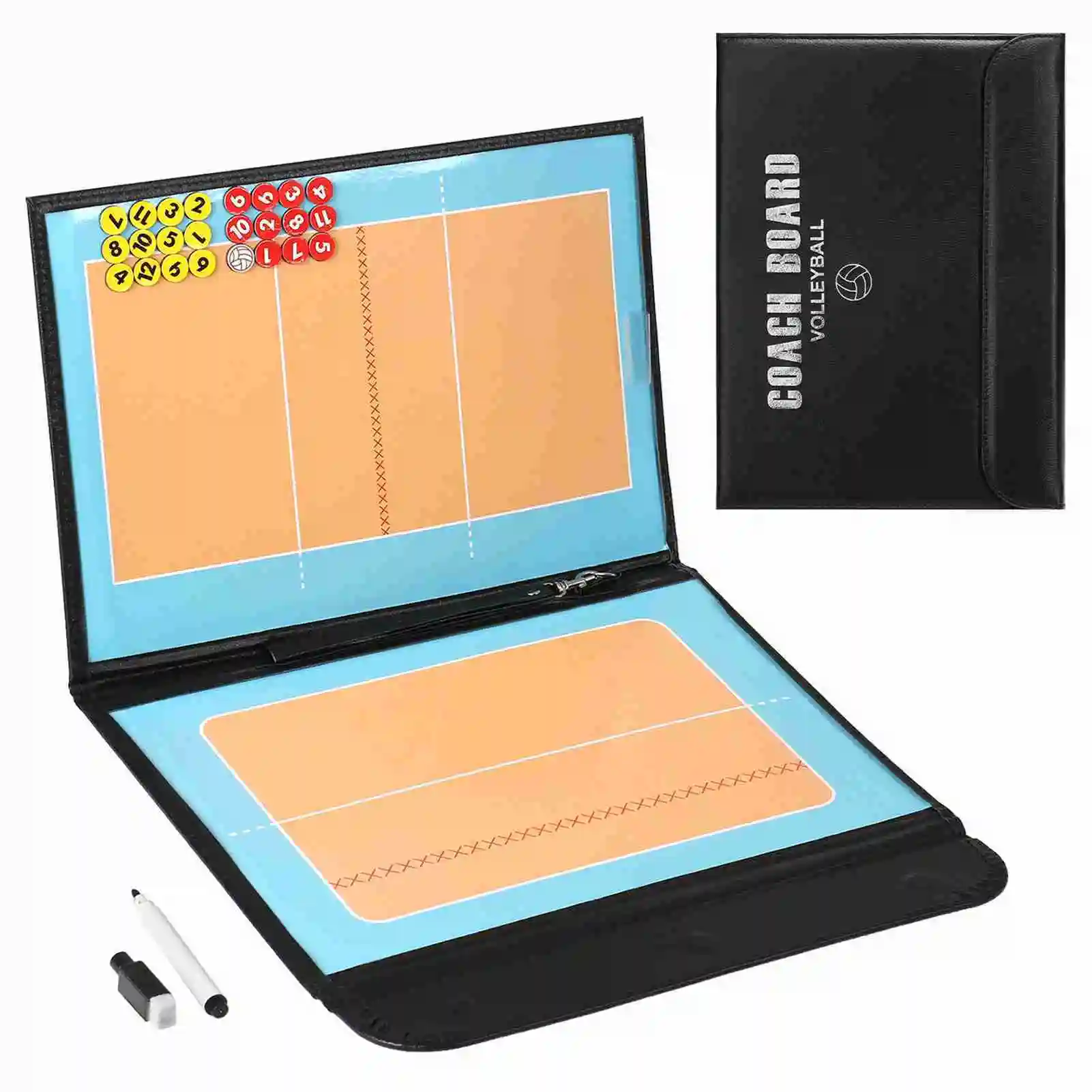 

2 In 1 Foldable Volleyball Board Coaching Clipboard With Marker Pen Magnetic Tactical Notebook Game Training Teach Equipment