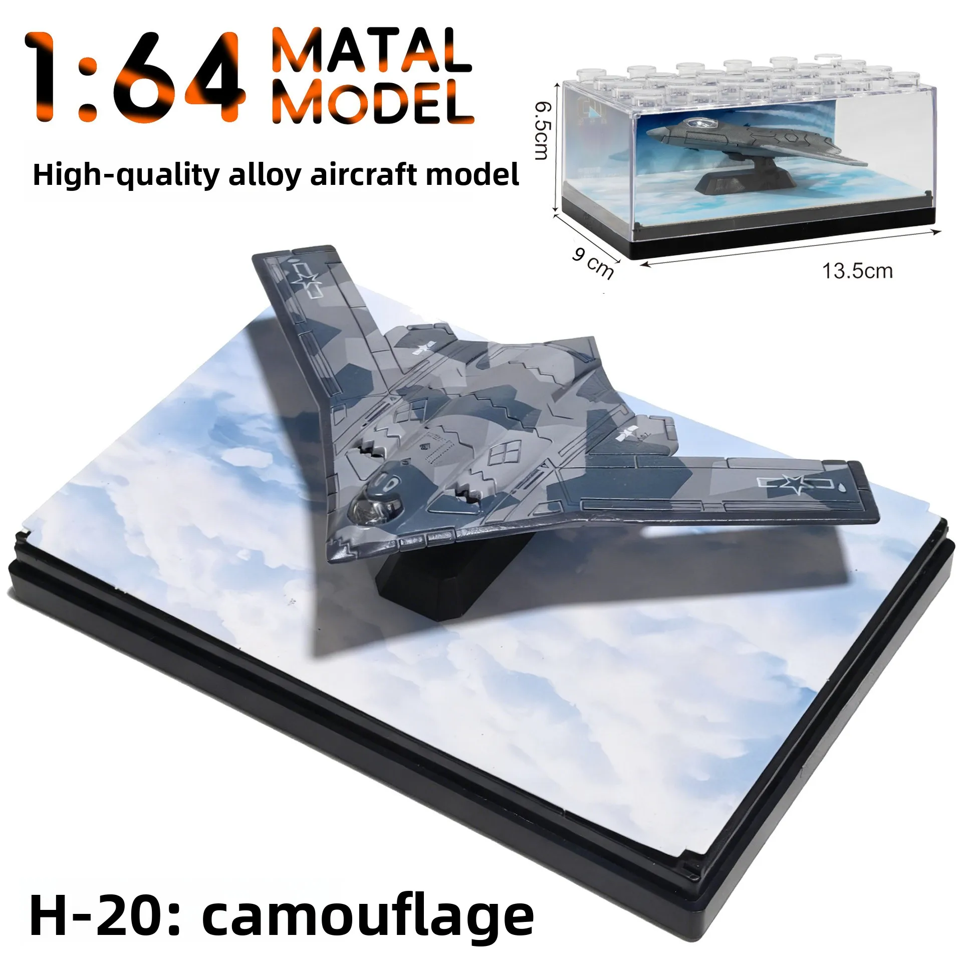 H-20 Strategic Stealth Bomber Alloy Model – 1:64 Diecast Military Airplane Static Display Ornament for Desk Shelf Home Decor