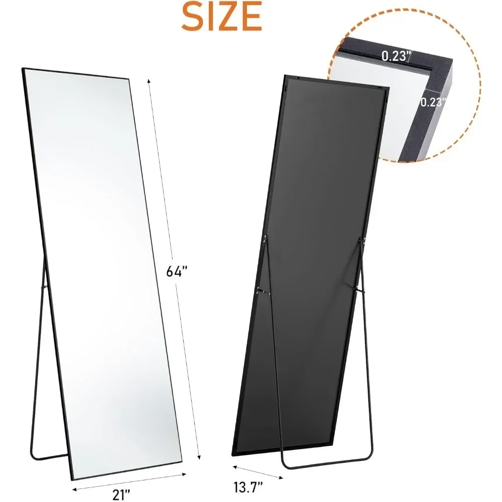 64"x21" Full Length Floor Full Body Mirror with Stand, Wall Mirror Standing Hanging or Leaning Against Wall
