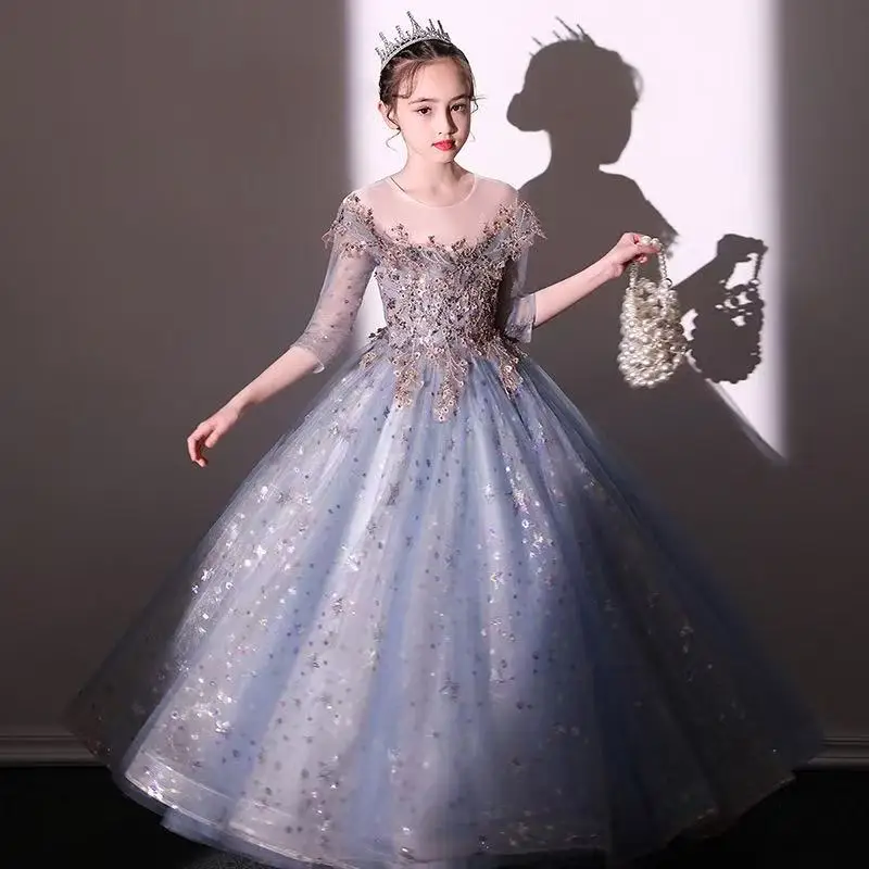 Children's Formal Dresses 2026 Summer New Arrival Piano Performance Hostess Tulle Fairy-like Girl's Dress
