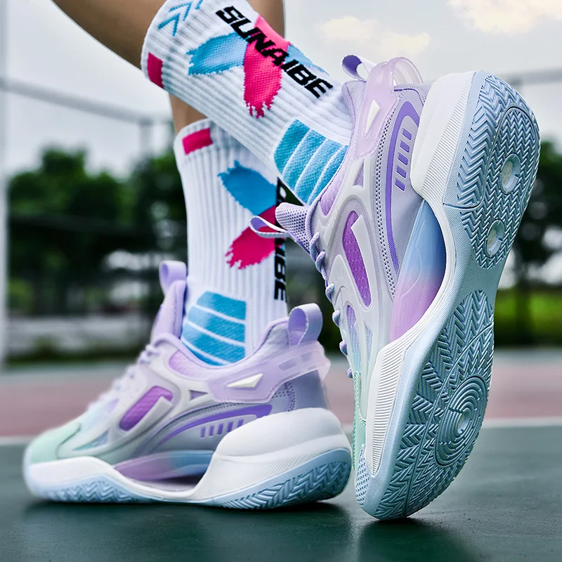 QNX-G777 Tênis de basquete profissional para homens e mulheres, treinamento de ginástica wearable, treinadores esportivos, sapatos de almofada