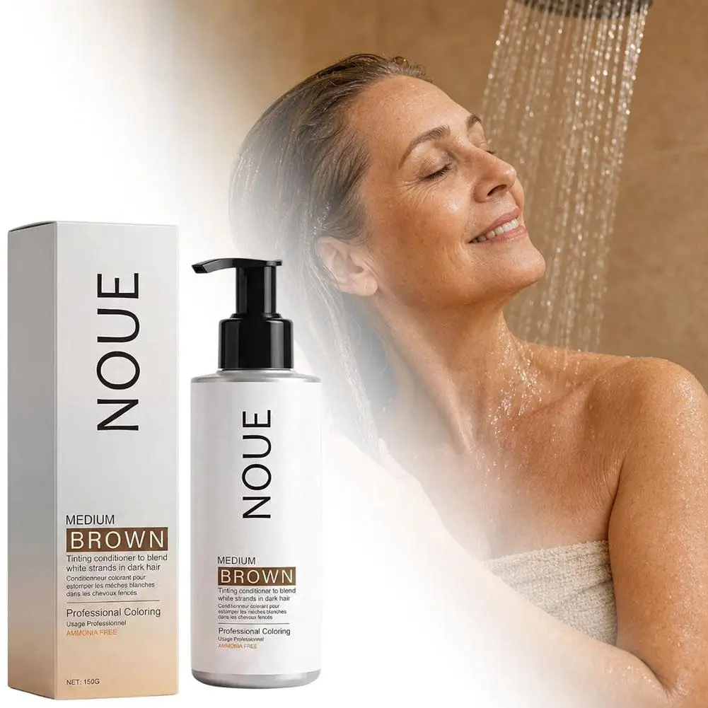 NOUE 2-in-1 Hair Color Camouflage & Conditioner for Gray Hair Medium Brown Ammonia-Free Moisturizing White Hair Coverage Care