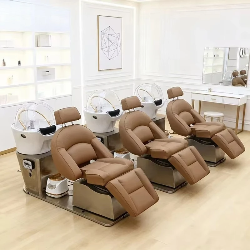 Electric ceramic basin shampoo chair with swivel seat for salons, for head spa and shampoo